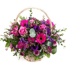 Cerise Bloom Funeral Basket